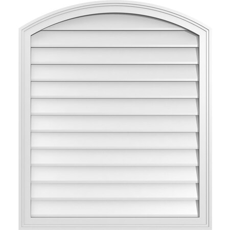 Ekena Millwork Arch Top Surface Mount PVC Gable Vent: Functional, w/ 2"W x 1-1/2"P Brickmould Frame, 32"W x 38"H GVPAR32X3802SF